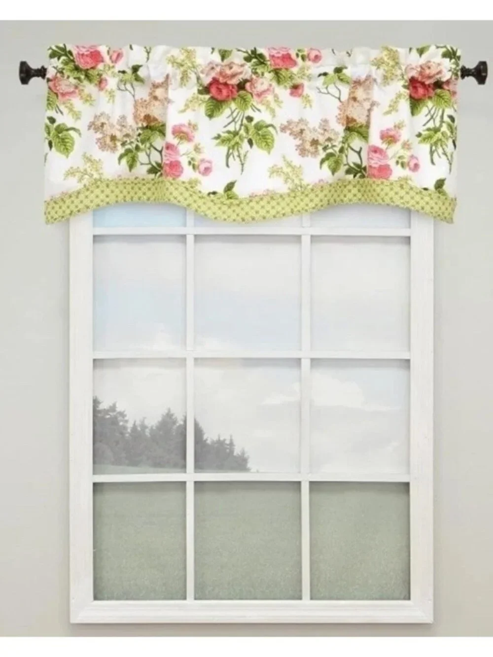 Two Waverly EMMA'S GARDEN Valance BLOSSOM Cottagecore Pink Rose Floral 50 By 18